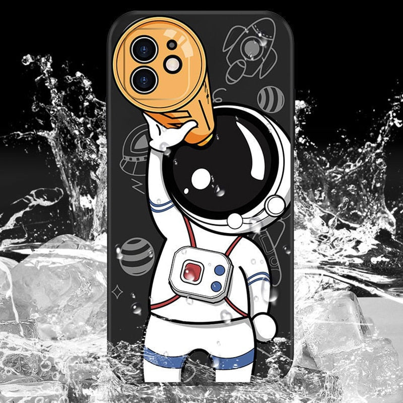 Astronaut 3D Liquid Silicone Case For iPhone