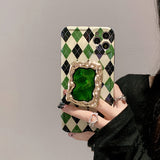 Diamond Lattice Vintage Metal Ring Holder Case For iPhone