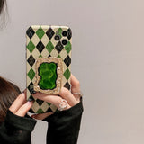 Diamond Lattice Vintage Metal Ring Holder Case For iPhone