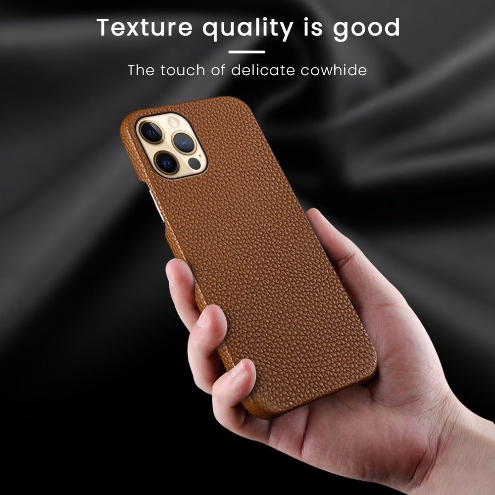 Genuine Cow Leather Phone Case for iPhone