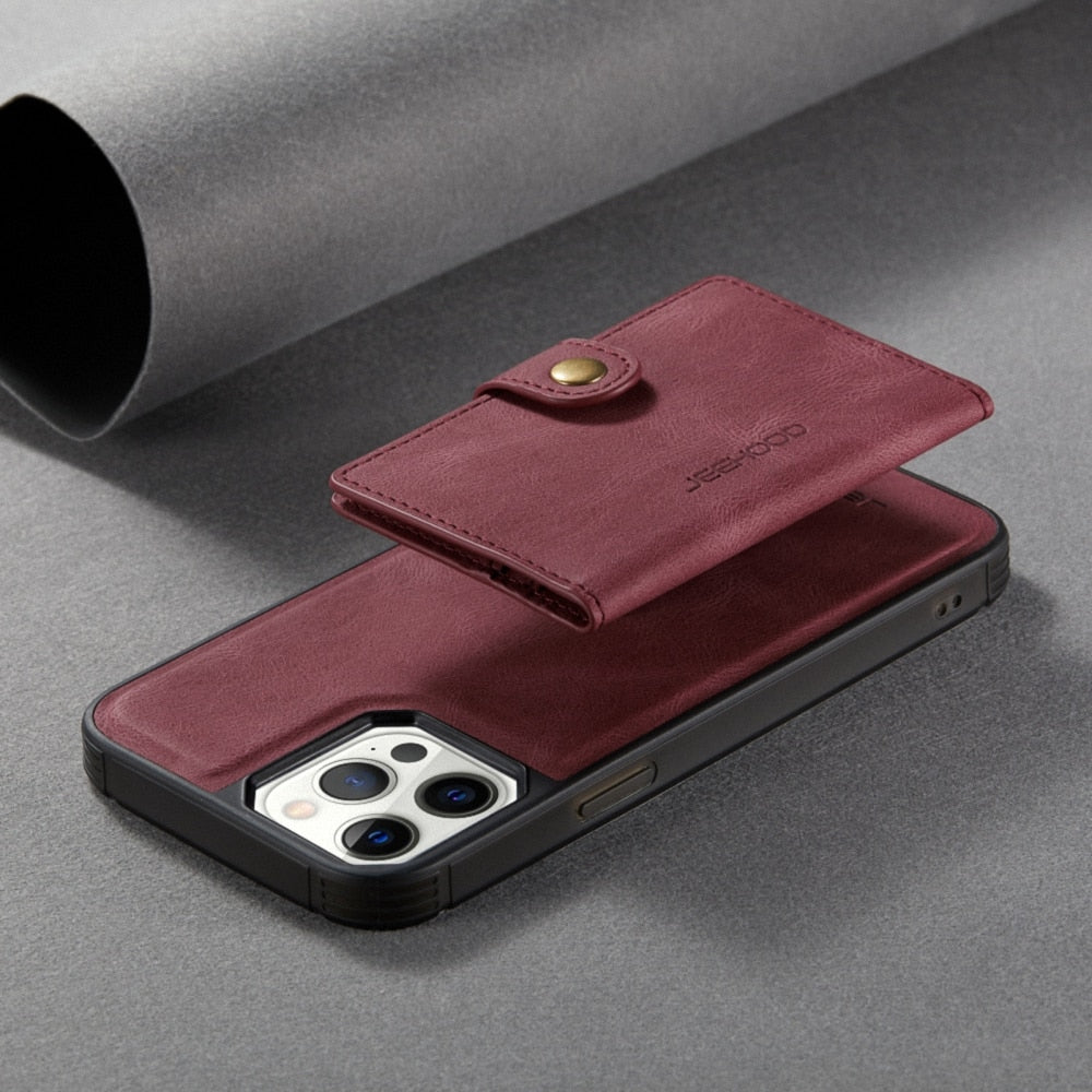 Genuine Magnetic Leather Wallet Case For Magsafe iPhone