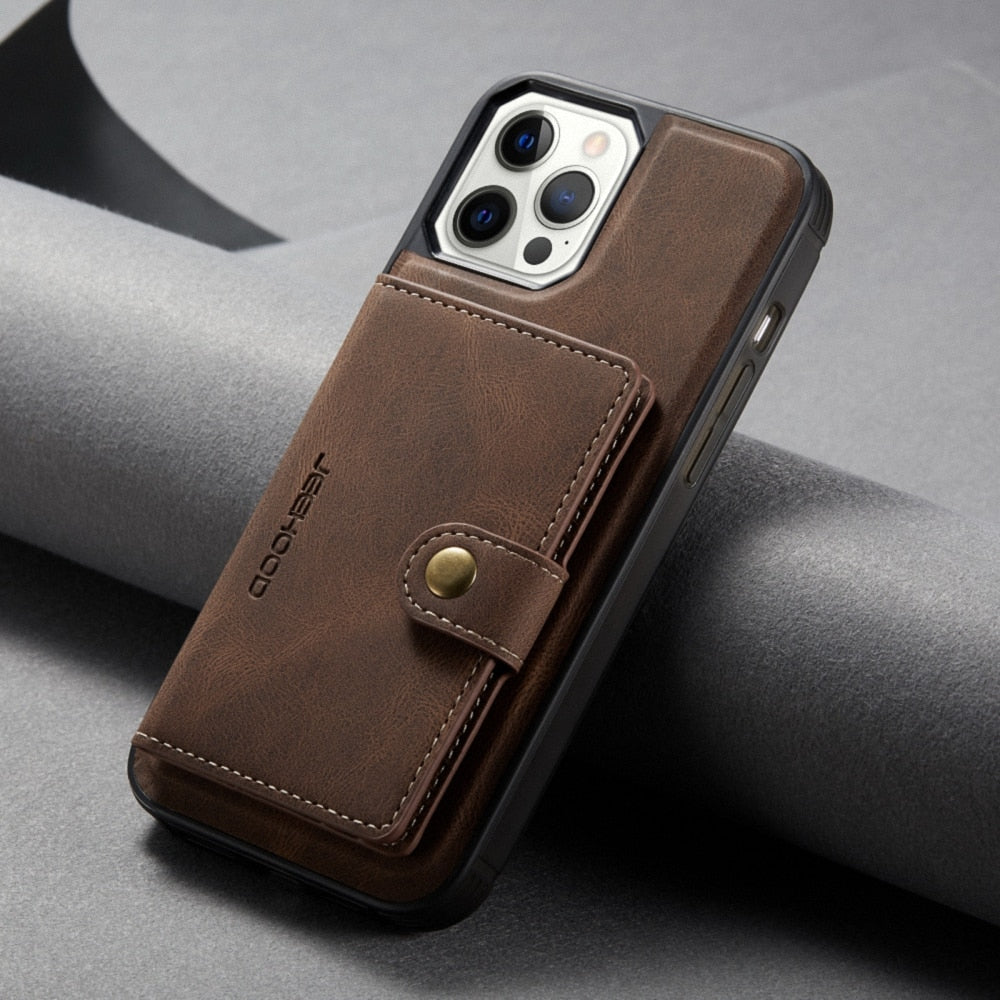 Genuine Magnetic Leather Wallet Case For Magsafe iPhone
