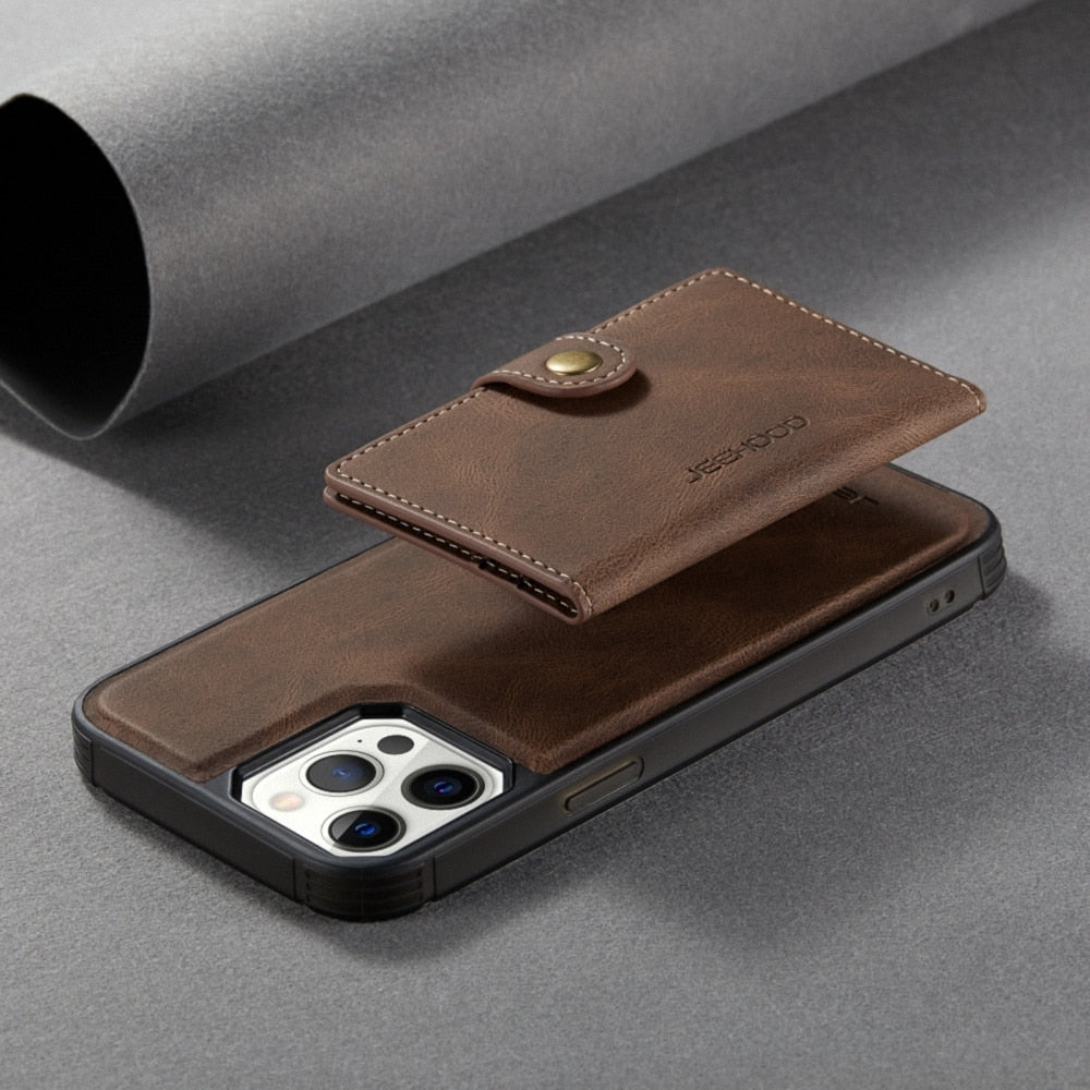 Genuine Magnetic Leather Wallet Case For Magsafe iPhone