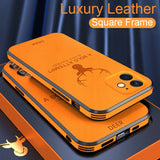 Leather Texture Square Frame Case For iPhone