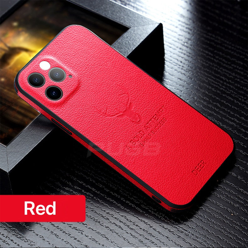 Leather Texture Square Frame Case For iPhone