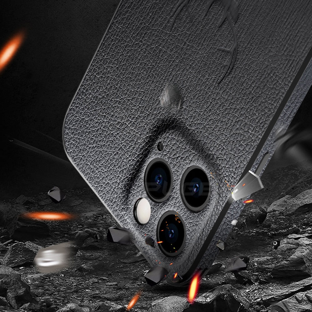 Leather Texture Square Frame Case For iPhone