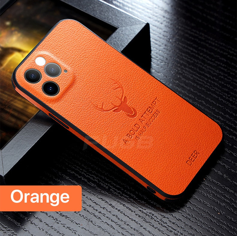 Leather Texture Square Frame Case For iPhone