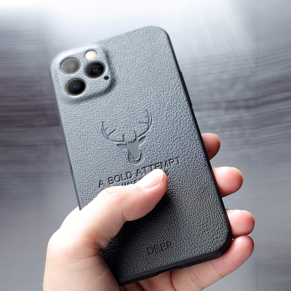 Leather Texture Square Frame Case For iPhone