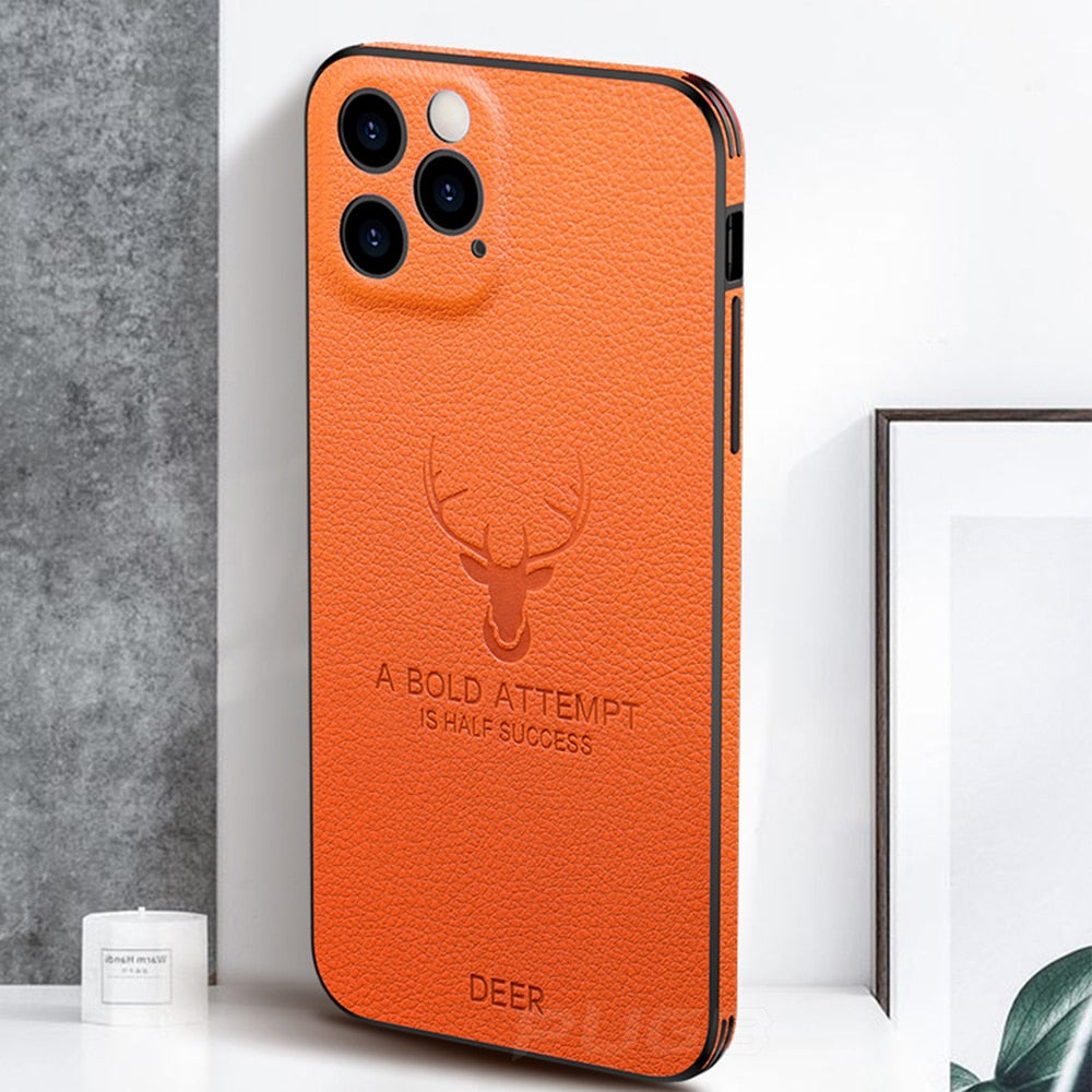 Leather Texture Square Frame Case For iPhone