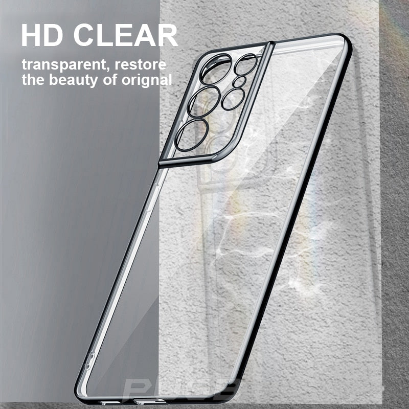 Plating Frame Transparent Silicone Case for Samsung