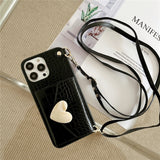 Love Crocodile skin pattern Crossbody Lanyard Case for iPhone