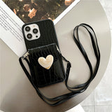 Love Crocodile skin pattern Crossbody Lanyard Case for iPhone