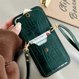 Love Crocodile skin pattern Crossbody Lanyard Case for iPhone