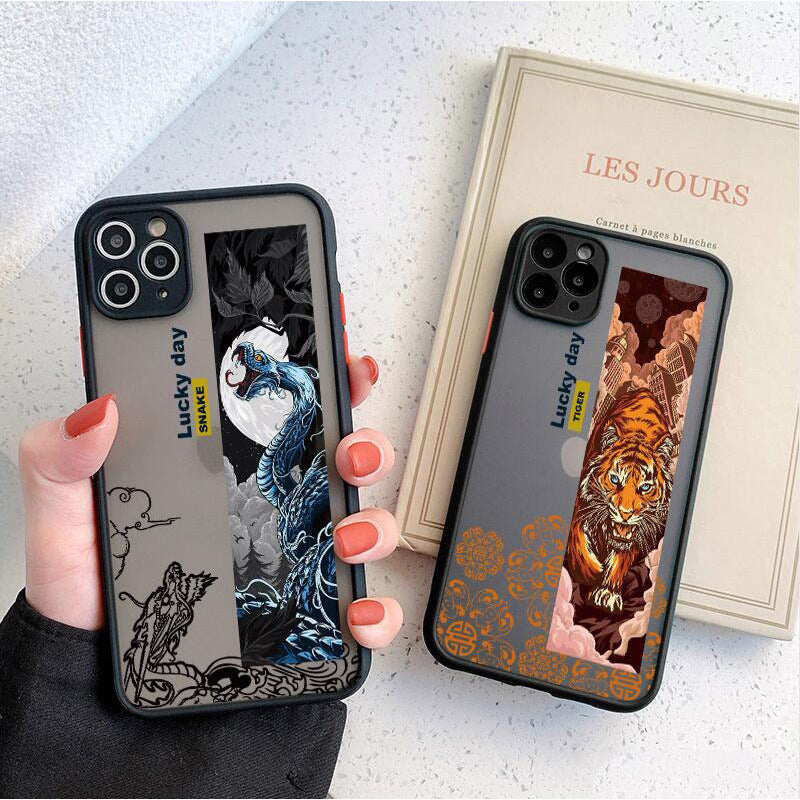 Dragon Tiger Pattern Matte Silicon Hard Case for IPhone
