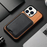 Natural Real Wood With Magsafe Wallet Case For iphone