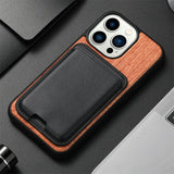 Natural Real Wood With Magsafe Wallet Case For iphone