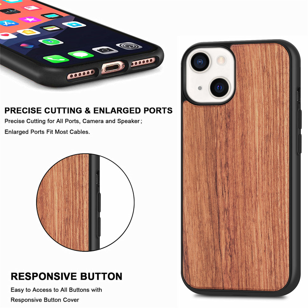 Natural Real Wood With Magsafe Wallet Case For iphone