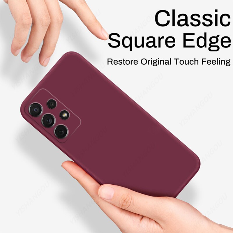 Square Liquid Silicone Phone Case For Samsung