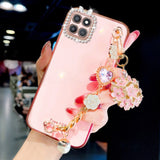 Plating Heart Flower Chain Bracelet Case For Samsung Galaxy