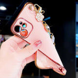 Plating Heart Flower Chain Bracelet Case For Samsung Galaxy