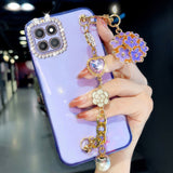 Plating Heart Flower Chain Bracelet Case For Samsung Galaxy