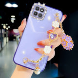 Plating Heart Flower Chain Bracelet Case For Samsung Galaxy