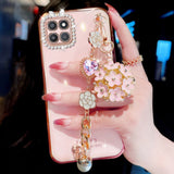 Plating Heart Flower Chain Bracelet Case For Samsung Galaxy