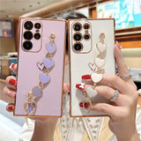 Silicone Plating Wrist Chain Love Heart Bracelet Case For Samsung