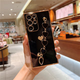 Silicone Plating Wrist Chain Love Heart Bracelet Case For Samsung