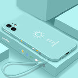 Ultra-thin Cute Clock Square Liquid Silicone Phone Case For iPhone