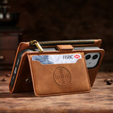 Wallet Leather Zipper Flip Book Case For iPhone