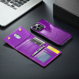 Glitter 2 in 1 Leather Wallet Case For iPhone