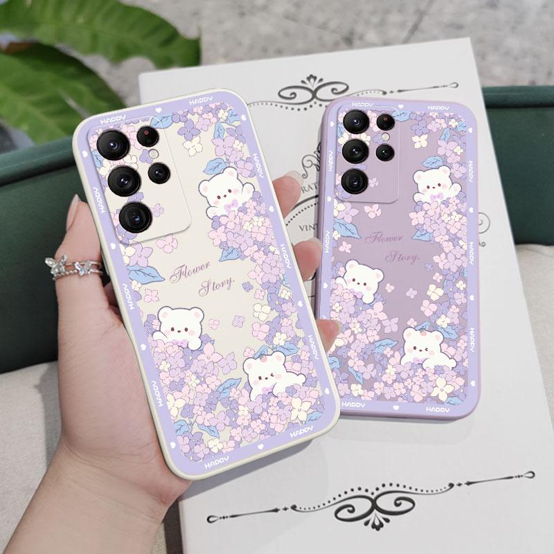 Flower Bush Bear Case For Samsung Galaxy