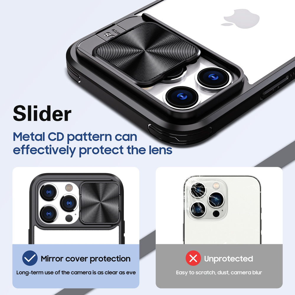 Clear Shockproof Slide Camera Lens Cap Case For iPhone