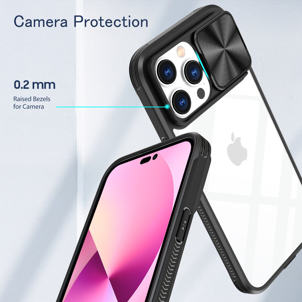 Clear Shockproof Slide Camera Lens Cap Case For iPhone