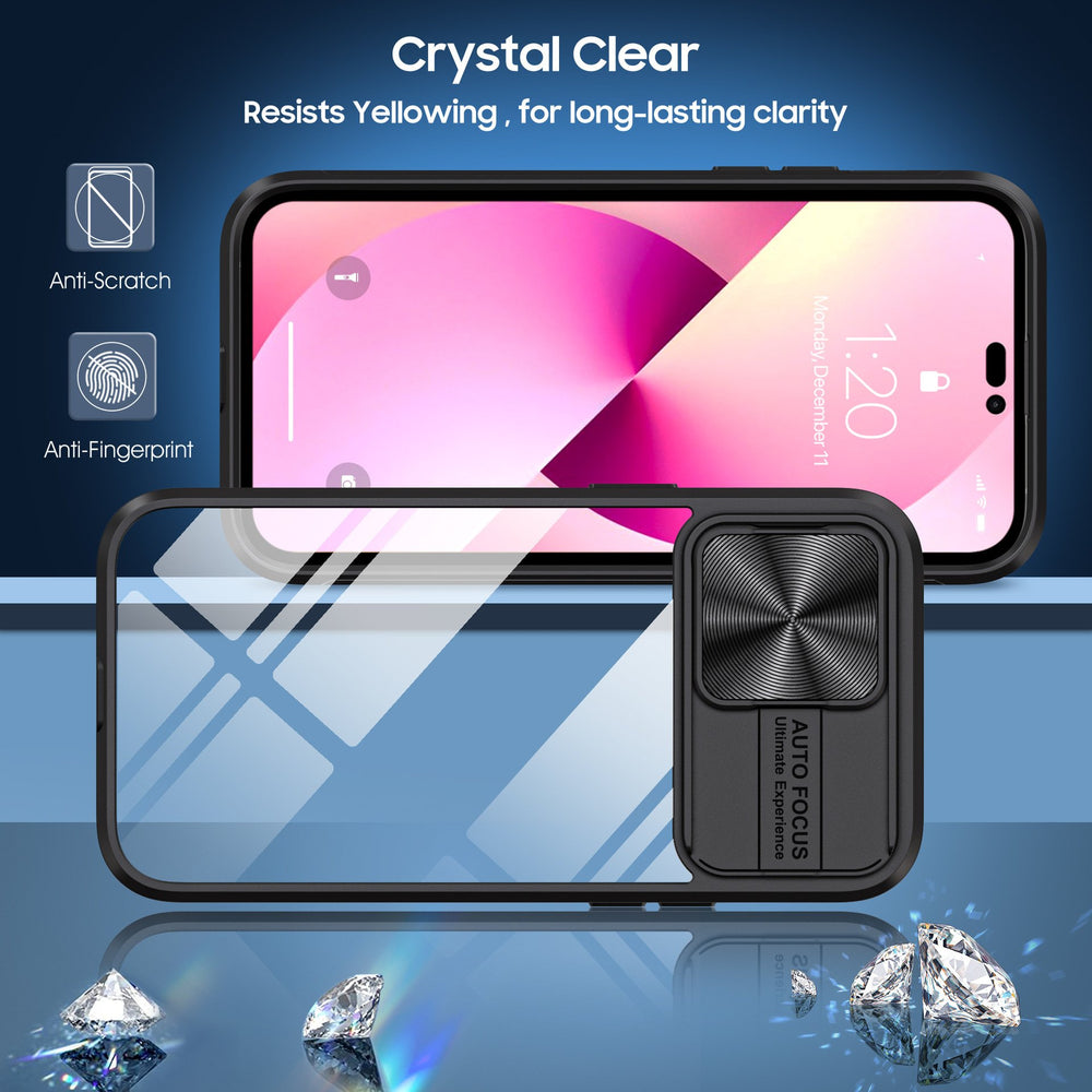 Clear Shockproof Slide Camera Lens Cap Case For iPhone