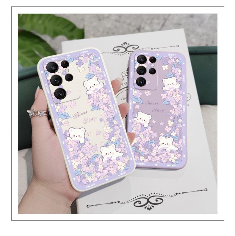 Flower Bush Bear Case For Samsung Galaxy