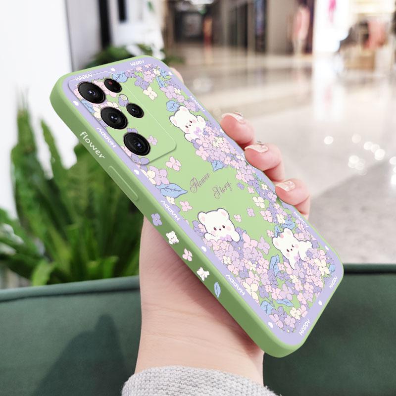 Flower Bush Bear Case For Samsung Galaxy