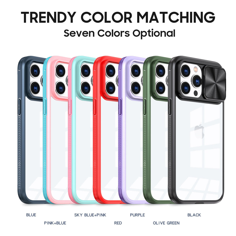 Clear Shockproof Slide Camera Lens Cap Case For iPhone