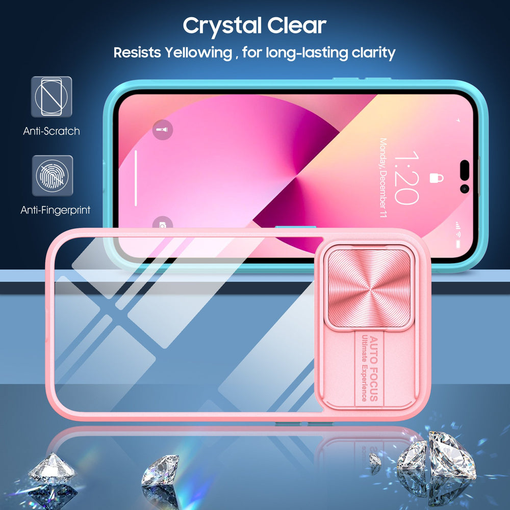 Clear Shockproof Slide Camera Lens Cap Case For iPhone