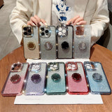 Glitter Diamond Gradient Ring Bracket Case For iPhone