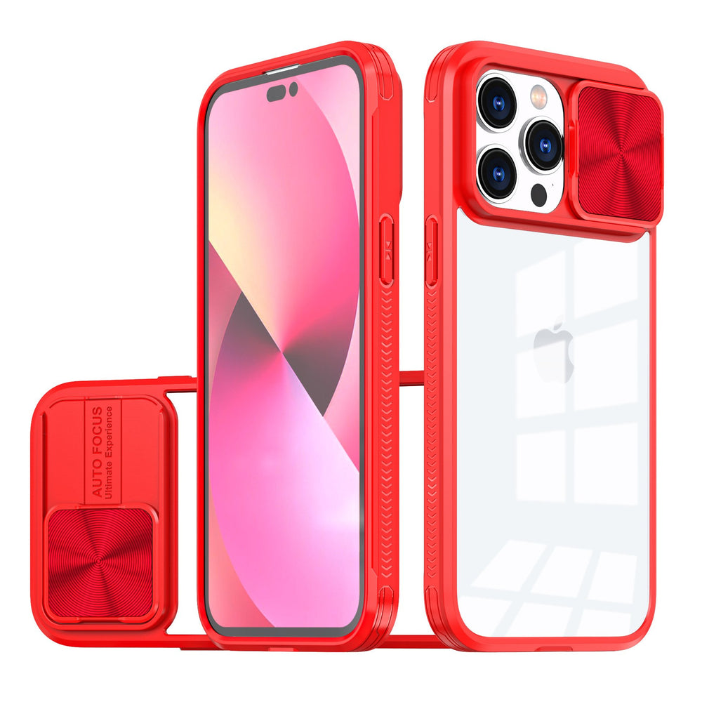 Clear Shockproof Slide Camera Lens Cap Case For iPhone