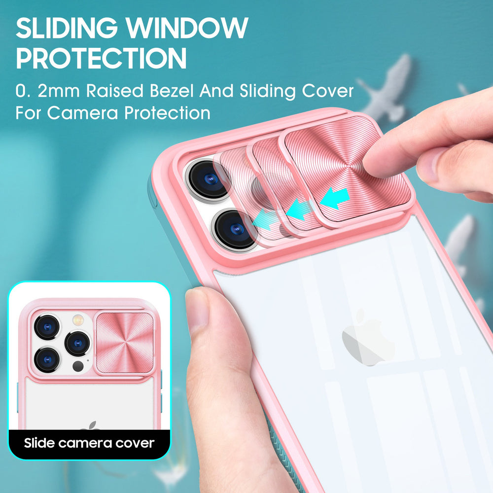 Clear Shockproof Slide Camera Lens Cap Case For iPhone