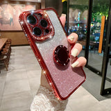 Glitter Diamond Gradient Ring Bracket Case For iPhone