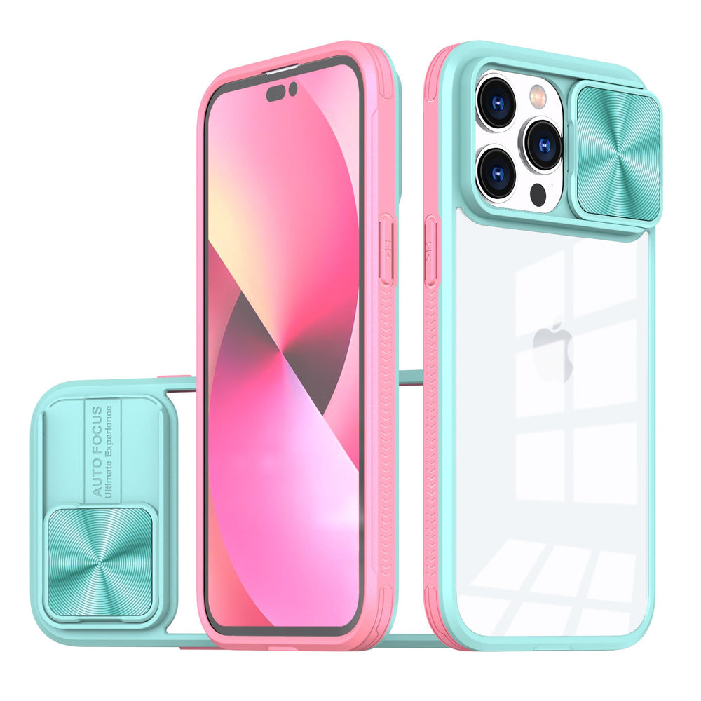 Clear Shockproof Slide Camera Lens Cap Case For iPhone