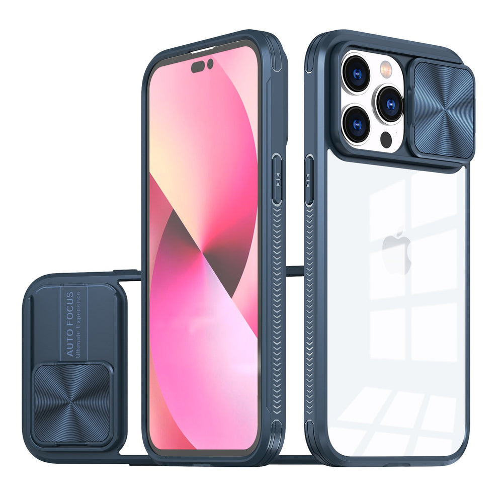 Clear Shockproof Slide Camera Lens Cap Case For iPhone