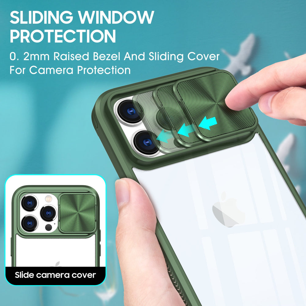 Clear Shockproof Slide Camera Lens Cap Case For iPhone