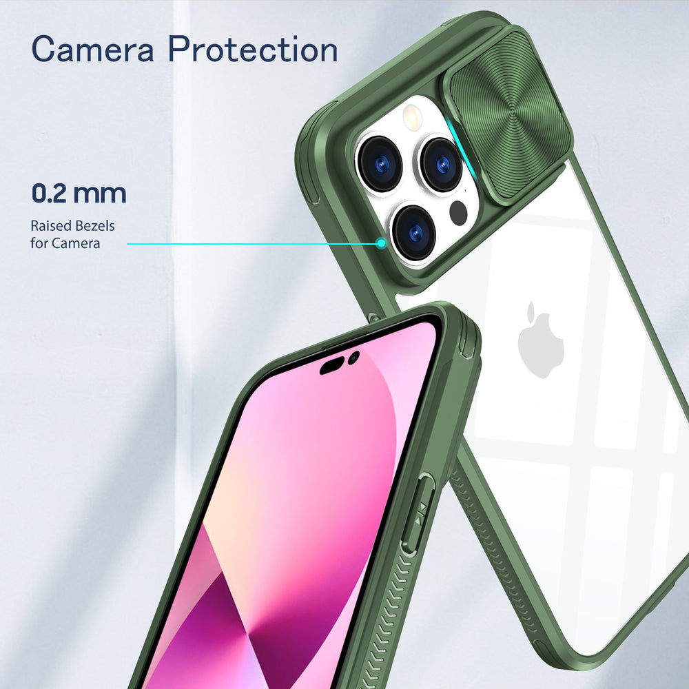 Clear Shockproof Slide Camera Lens Cap Case For iPhone