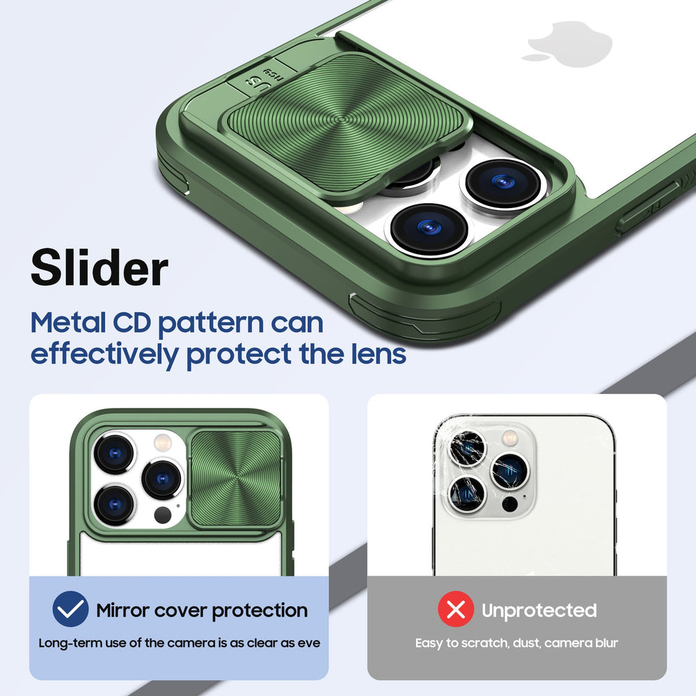 Clear Shockproof Slide Camera Lens Cap Case For iPhone